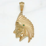 Pendant - 10K Gold Chief with green cz stone - PEG091
