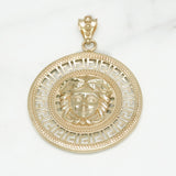Pendant - 10K yellow gold medallion with greek key motif and jellyfish head - PEG092
