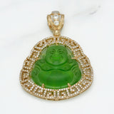 Pendant - 10K Yellow Gold Buddha with cz-paved Greek key motif - PEG118