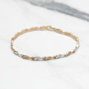 Bracelet - Or 10K deux tons jaune & blanc XO 7" - BRG147