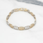 Bracelet - Or 10K deux tons jaune & blanc motif unique 7.25" - BRG149