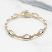 Bracelet - Or 10K deux tons jaune & blanc abstraits 7"- BRG150