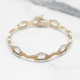 Bracelet - Or 10K deux tons jaune & blanc abstraits 7"- BRG150