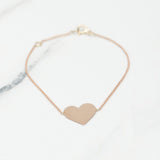 Bracelet - Or 10K rose câble avec coeur poli - BRG160