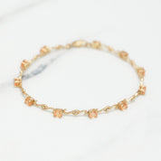 Bracelet - Or 10K jaune courbés et pierres taille ovale cz orange 7" - BRG163