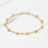 Bracelet - Or 10K jaune courbés et pierres taille ovale cz orange 7" - BRG163