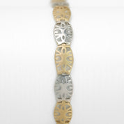 Bracelet - Or 10K deux tons jaune & blanc motif unique 7.25" - BRG149