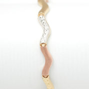 Bracelet - Or 10K tricolore jaune, blanc & rose ondulés coupe diamant 7.5" - BRG155