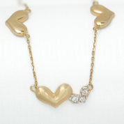 Bracelet - Or 10K jaune câble avec coeurs cz 7.5" - BRG162