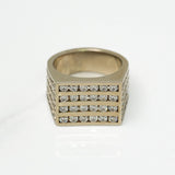 Bague - Or 10K blanc rectangle avec pierres serti canal cz - RIG226