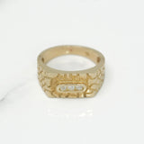 Bague - Or 10K jaune nugget avec pierres cz - RIG232