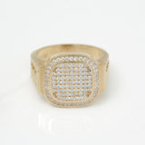 Bague - Or 10K jaune style bracelet de montre facette pavé cz - RIG235