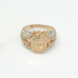 Bague - Or 10K jaune tête de méduse pavé cz - RIG236