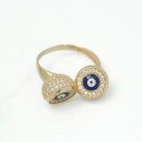 Bague - Or 10K jaune mauvais oeil pavé cz - RIG238
