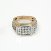 Men's ring - 10K two-tone yellow & white gold with square cz pavé - RIG239