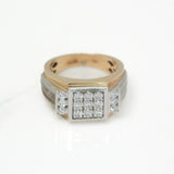 Bague - Or 10K deux tons jaune & blanc carré pavé cz - RIG239