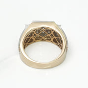 Men's ring - 10K two-tone yellow & white gold with square cz pavé - RIG239