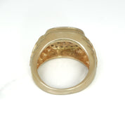 Men's ring - 10K two-tone yellow & white gold braided with cz pave facet - RIG240