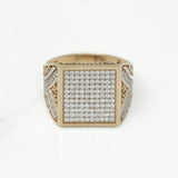 Bague - Or 10K deux tons jaune & blanc carré pavé avec monture orné cz - RIG241