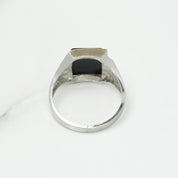 Men's Ring - 10K Gold White Onyx Square with Diamond Cut Setting - RIG244