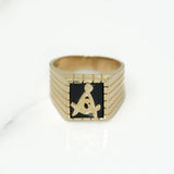 Bague - Or 10K jaune signet maçon - RIG249