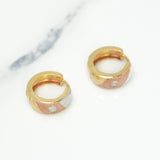 Huggies - 10K gold tricolor yellow, white & pink with cz stone - BOG035