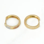 Huggies - 10K gold tricolor yellow, white & pink diamond cut - BOG079