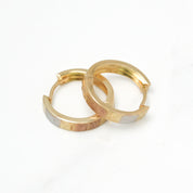 Huggies - 10K gold tricolor yellow, white & pink diamond cut - BOG079