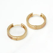 Huggies - 10K gold tricolor yellow, white & pink diamond cut - BOG079