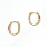 Huggies - Or 10K jaune paperclip avec pierre rose cz - BOG080