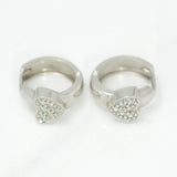 Huggies - Or 10K blanc coeur pavé cz - BOG060
