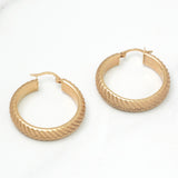 Hoops - Or 10K jaune motif tressé - BOG096