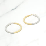 Hoops - Or 10K deux tons jaune & blanc texture diamant - BOG100