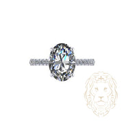 Bague de fiançailles - Or 14K jaune hidden halo diamant lab 3.02CT VS1 coupe ovale & monture pavé 0.37TCW - RIGL105