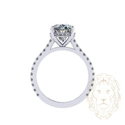 Bague de fiançailles - Or 14K jaune hidden halo diamant lab 3.02CT VS1 coupe ovale & monture pavé 0.37TCW - RIGL105