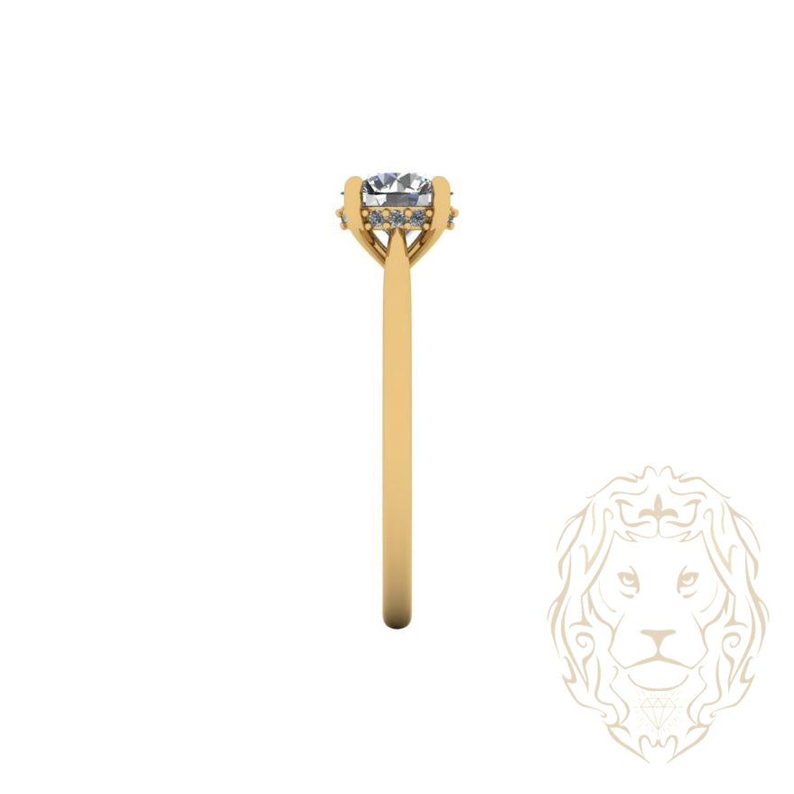 Bague de fiançailles - Or 14K jaune hidden halo diamant lab 1.05CT VS1 coupe rond brillant - RIGL104