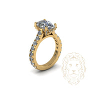 Bague de fiançailles - Or 14K jaune diamant lab 3.01CT VS1 coupe ovale & monture pavé 0.50TCW - RIGL106