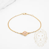 Bracelet - Or 10K jaune trèfle rose 10mm - BRG812