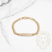 Bracelet - Or 14K jaune barre gravable 6.7mm & curb - BRG813