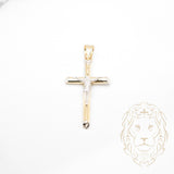 Pendentif - Or 10K deux tons jaune & blanc croix avec Jésus coupe diamant - PEG900