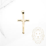 Pendentif - Or 10K jaune croix avec Jésus coupe diamant - PEG901