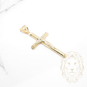 Pendentif - Or 10K jaune croix avec Jésus coupe diamant - PEG901