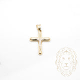 Pendentif - Or 10K deux tons jaune & blanc croix avec Jésus - PEG903