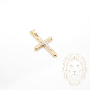 Pendentif - Or 10K deux tons jaune & blanc croix avec Jésus - PEG903