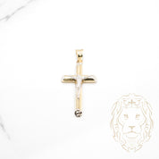 Pendentif - Or 10K deux tons jaune & blanc croix avec Jésus coupe diamant - PEG904