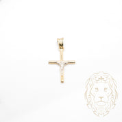 Pendentif - Or 10K deux tons jaune & blanc croix avec Jésus - PEG905