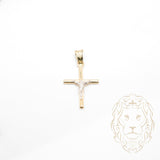 Pendentif - Or 10K deux tons jaune & blanc croix avec Jésus - PEG905
