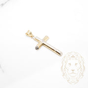 Pendentif - Or 10K deux tons jaune & blanc croix coupe diamant - PEG906