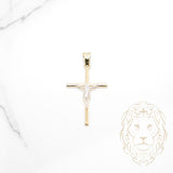 Pendentif - Or 10K deux tons jaune & blanc croix avec Jésus - PEG907