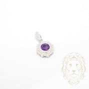 Ensemble - Or 10K blanc pendentif & boucles d'oreilles style vintage améthyste & diamants naturels 0.65TCW - ENGD001